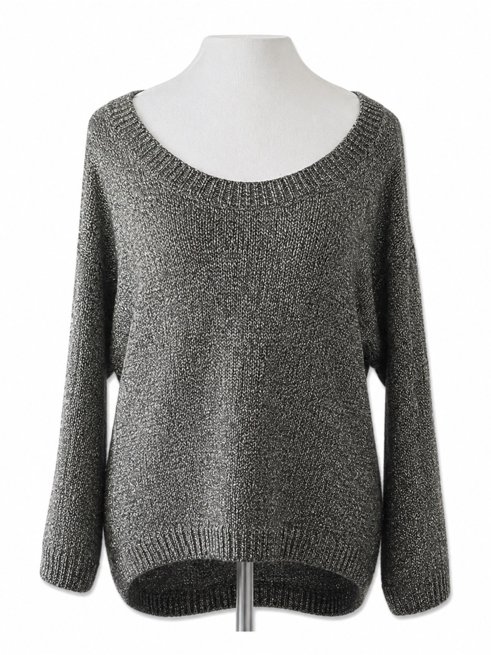 Vertigo Metallic Sweater Womens Large Black Gold Shimmer Knit Pullover Top - Picture 3 of 6